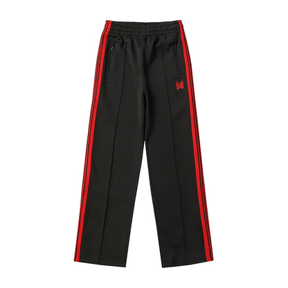sea blue casual pants men woman loose comfortable side edge weaving stripe embroidery drawstring joggers sweatpants unique joggers style 5034