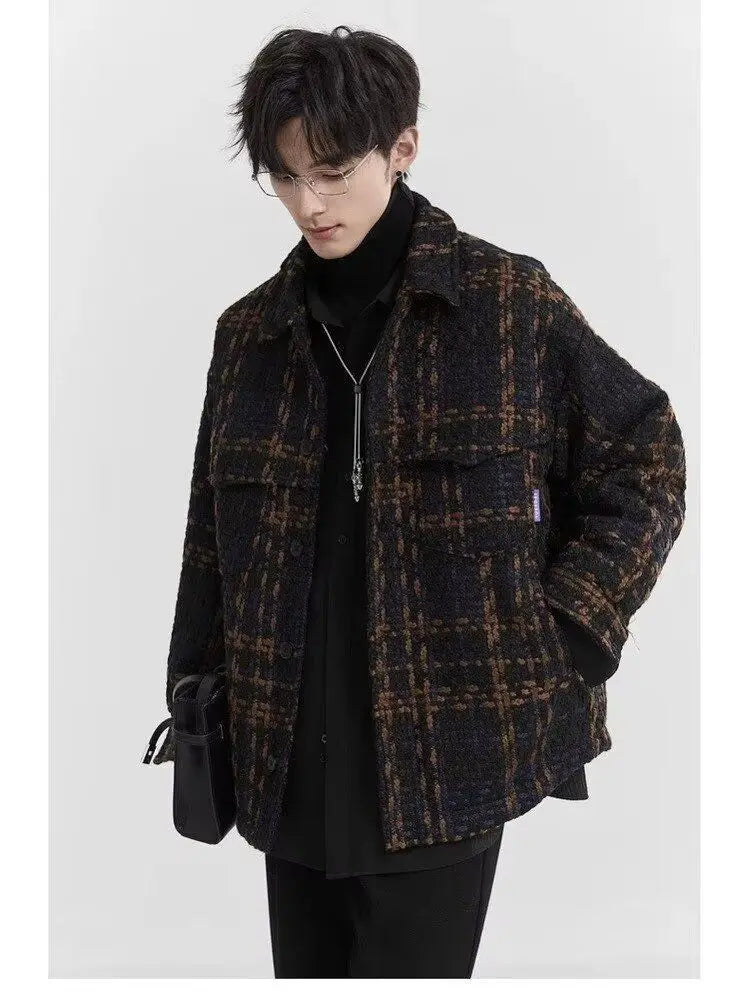 Spring and Autumn High Street Men and Women Trendy Personalized Plaid Collar Jacket Couple Retro Korean Coat Harajuku Top y2k Street King Limited