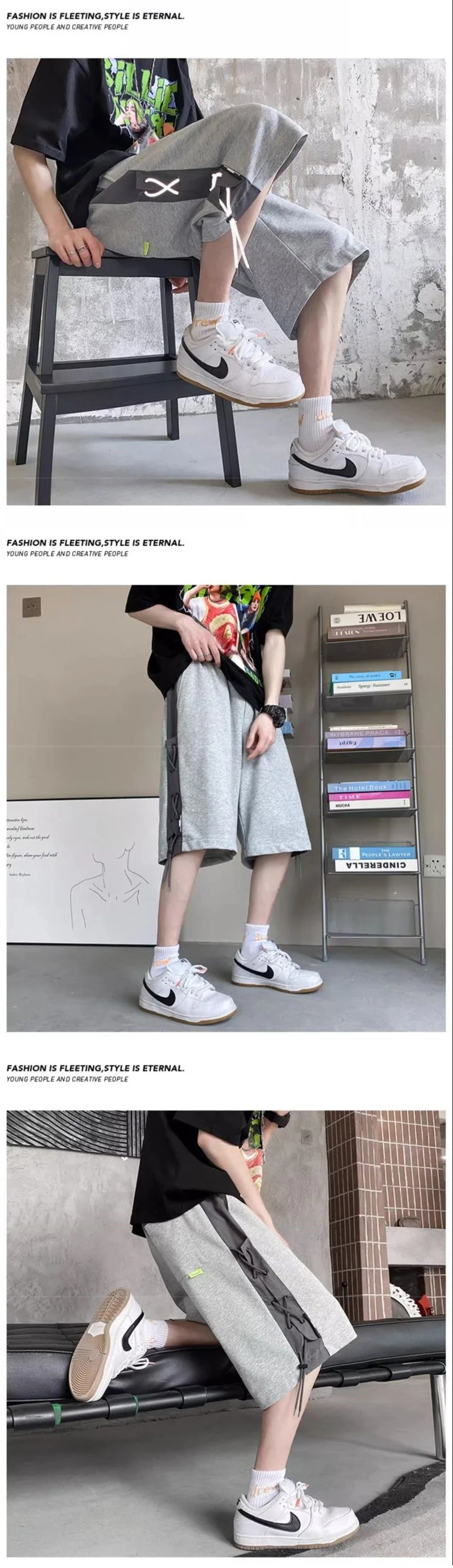 mens stitching rope athletic shorts drawstring breathable patchwork short pants summer outdoor streetwear y2k bermudas hombre unique shorts style 3232