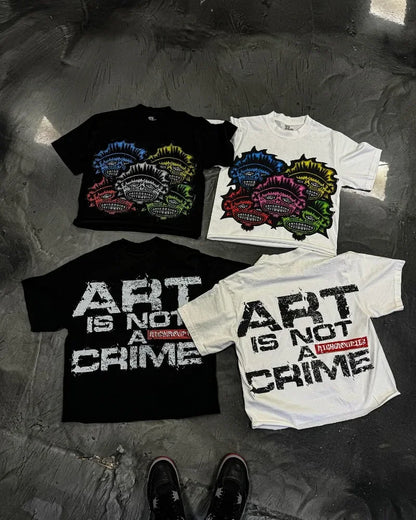American Gothic trendy cartoon pattern oversized short-sleeved T-shirt men's Y2K streetwear Harajuku casual loose couple tops Street King Limited