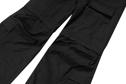 y2k high street flared cargo multi pocket detachable workwear pants for men and women solid ropa hombre overalls oversized unique cargo style 362