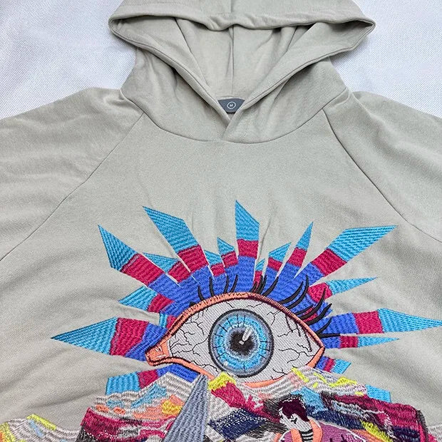 Autumn and winter 2024 new all-seeing eye embroidered hoodie Street King Limited