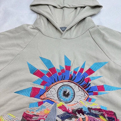 Autumn and winter 2024 new all-seeing eye embroidered hoodie Street King Limited