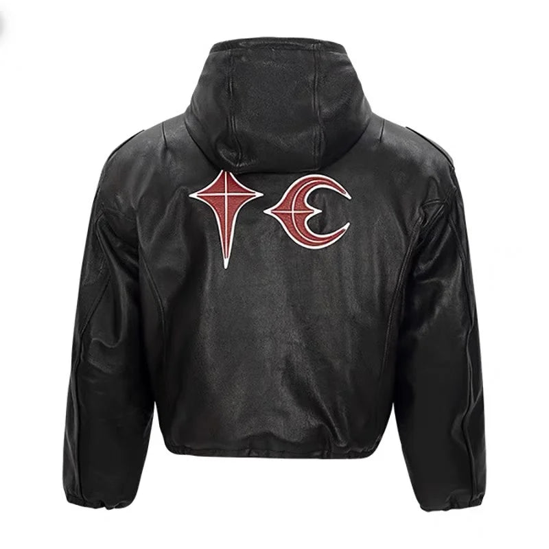 new 2024 men metal thug club pu leathers zippers bomber coats jackets down coats shirts cotton warm winter size 1 2 3 745 urban fashion pants