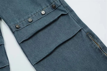 punk rivet denim jeans pants mens 2023 harajuku streetwear bottom zipper cotton casual oversize joggers straight pants trousers unique joggers style 3467