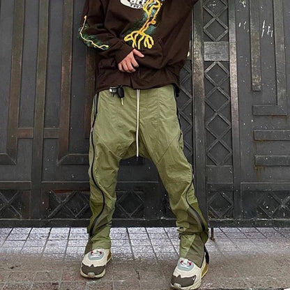 Hip Hop Side Zipper Color Block Vibe Style Casual Track Pants Mens Harajuku Drawstring Loose Oversize Trousers Streetwear Street King Limited