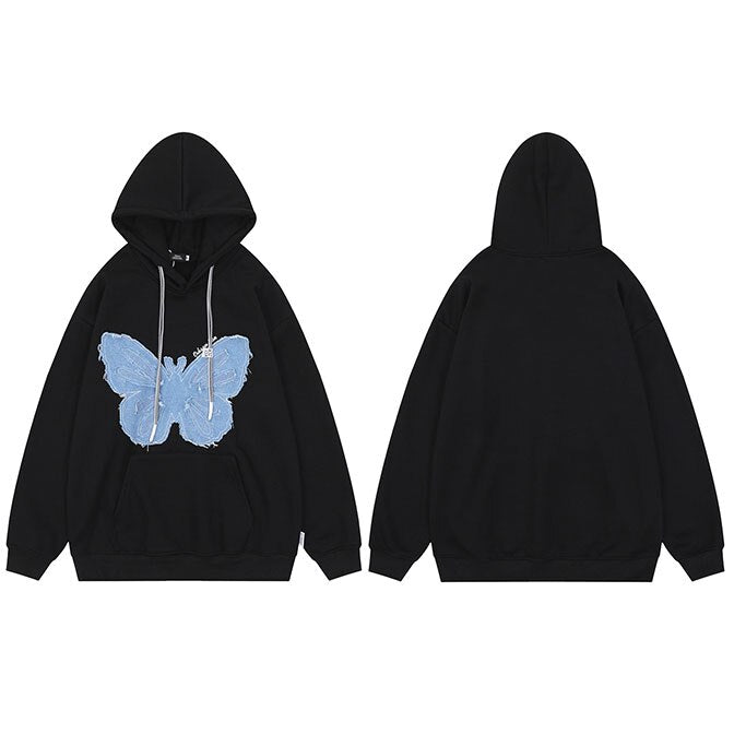 "Blue Butterfly" Unisex Men Women Streetwear Graphic Hoodie Daulet Apparel