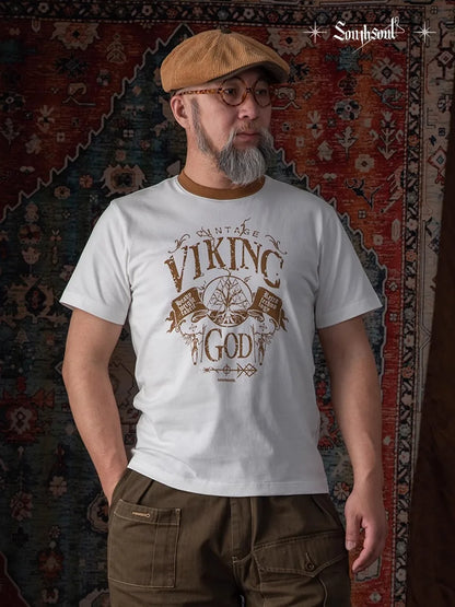 American vintage heavyweight cotton 280g contrasting thread print T-shirt for men with small neckline anti-shrinking Street King Limited