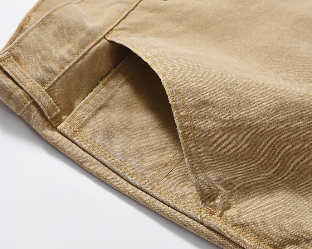 y2k sashes pockets solid color cleanfit cargo shorts mens summer wide leg streetwear baggy knee length pants oversized unique cargo style 235