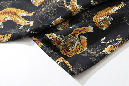 Dark Icon Tiger Print Street Fashion Men's Shirt 2021 Summer Polo Shirt Thin Material Hawaiian Shirt Male Blouse Street King Limited
