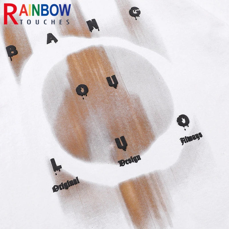 Rainbowtouches 2022 Summer Half-Sleeve T-Shirt Unisex High Street Vintage Graphic T Shirts Loose Casual Street Fashion Hip Hop Street King Limited
