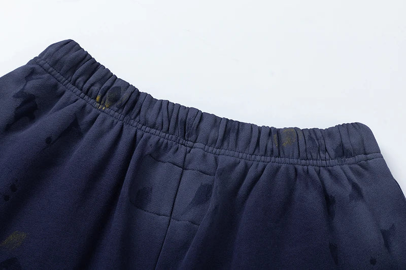 RRR123 2024 New Sports Shorts Heavyweight Washed Graffiti Print Vintage Drawstring Capris Casual High Street Loose Curled Y2K Street King Limited