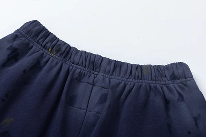 RRR123 2024 New Sports Shorts Heavyweight Washed Graffiti Print Vintage Drawstring Capris Casual High Street Loose Curled Y2K Street King Limited