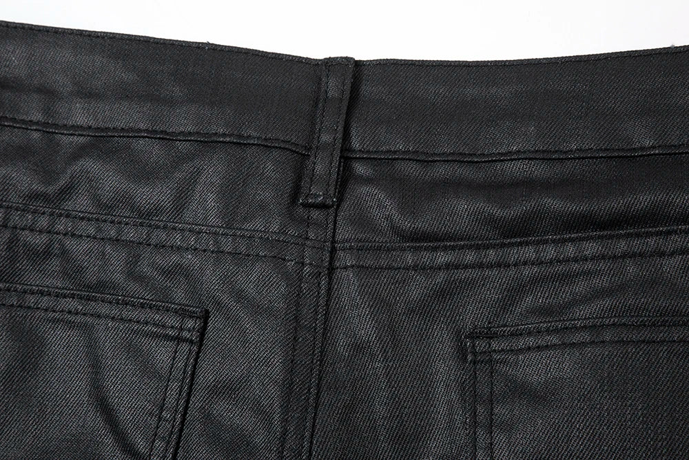 Y2k Front Pocket Wax Pu Leather Pants for Men Straight Slim Casual Overall Ropa Hombre High Street Loose Cargos Oversized Street King Limited