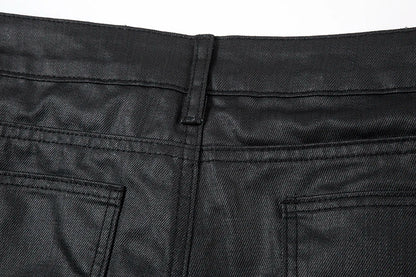 Y2k Front Pocket Wax Pu Leather Pants for Men Straight Slim Casual Overall Ropa Hombre High Street Loose Cargos Oversized Street King Limited