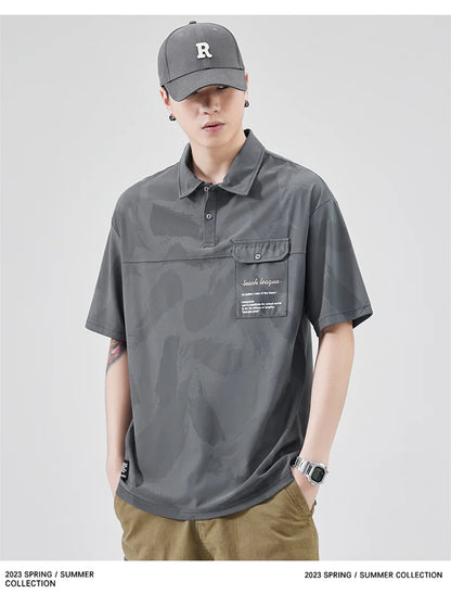 Streetwear Summer Short Sleeve Lapel Polo Shirt Mens Full Print Tee Shirts Korean Summer Short Sleeve Lapel Polo Shirt Mens Full Print Tee Shirts Korean Fashion Pocket Golf Wear Button Camisa Polo Masculina Fashion Sweater Jacket With Graphic Design For Men