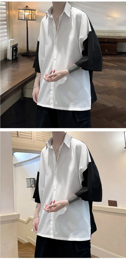 Summer Short Sleeve Shirt Men Fashion Oversized Ice Silk Shirt Men Streetwear Loose Dress Shirts Mens Hawaiian Shirt M-3XL Street King Limited
