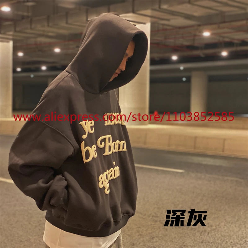 Autumn Winter New 2024 Vintage American Long sleeved Hoodie Men's Heavyweight Letter Embroidered Print High Street Tops Oversize Street King Limited