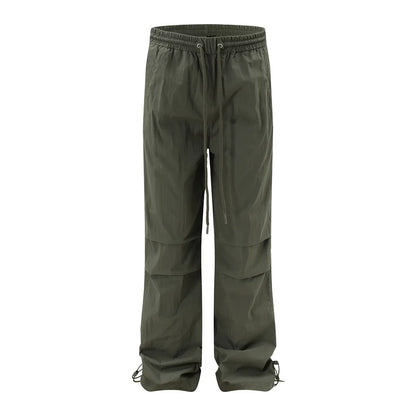 Men Solid Color Pants Y2K Pleated Joggers Baggy Pants Hip Hop Casual Drawstring Waist Quick Drying Trousers Street King Limited