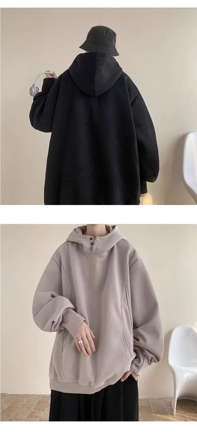 Sweatshirt men trendy autumn and winter American high street design niche heavy breasted hooded jacket plus velvet thickening Street King Limited