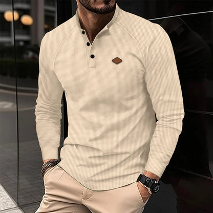 Streetwear New Vintage Waffle Mens Henry Shirt With Button Down Crew Neck And Lon 2024 New Vintage Waffle Mens Henry Shirt With Button Down Crew Neck And Long Sleeves Fashion Sweater Jacket With Graphic Design For Men