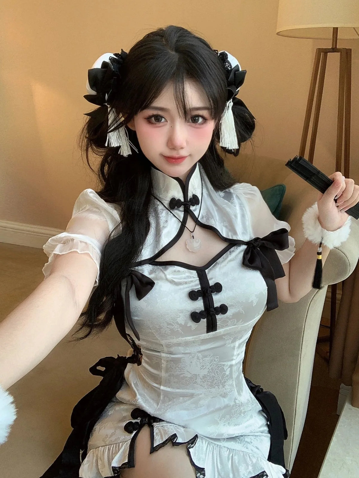 Vintage Chinese Style Cheongsam High Split Mini Dress 2024 Tie Dye Gothic Women Aesthetic Bandage Dresses Y2k Sexy Bodycon Robe Street King Limited