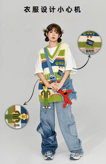 2024 autumn/winter new retro sweater paired with Harajuku pattern t-shirtoversized t-shirt professional choice for warm lining Street King Limited