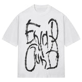 Men T-Shirt Inkjet Letter Printing Short Sleeve Tshirt Vintage Punk Gothic Loose Tees Top Hip Hop Cotton Streetwear Unisex Street King Limited