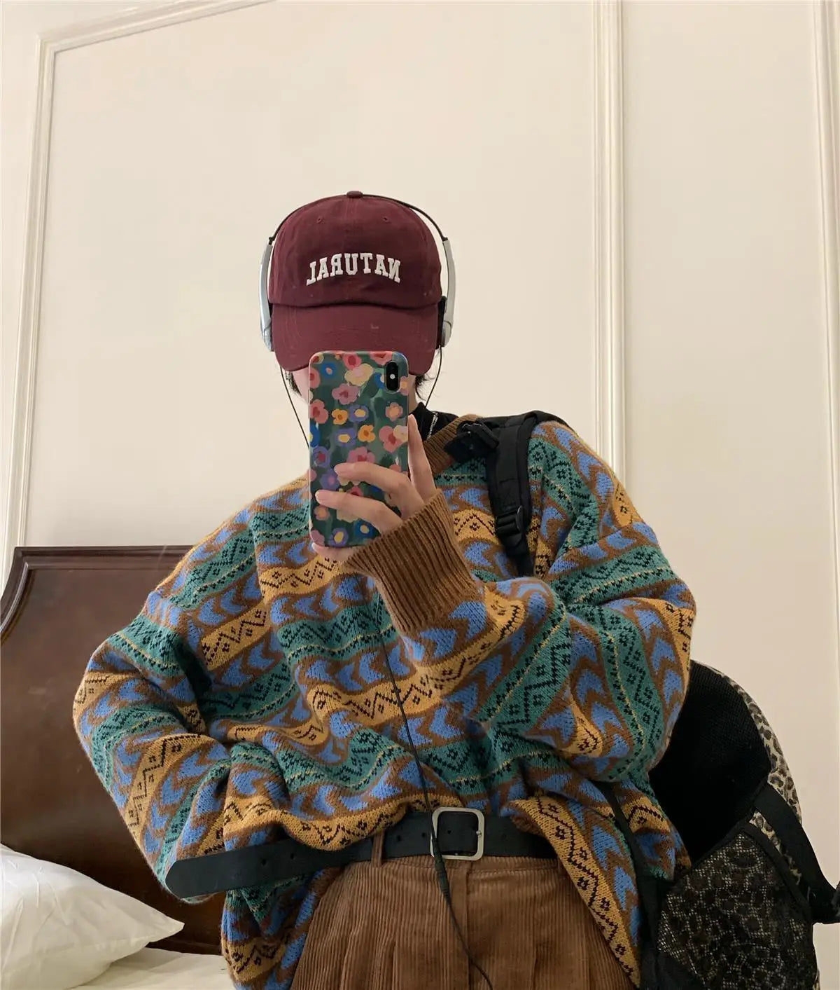 American autumn and winter men and women trendy personality lazy sweater couple loose retro casual round neck Harajuku knitted Street King Limited