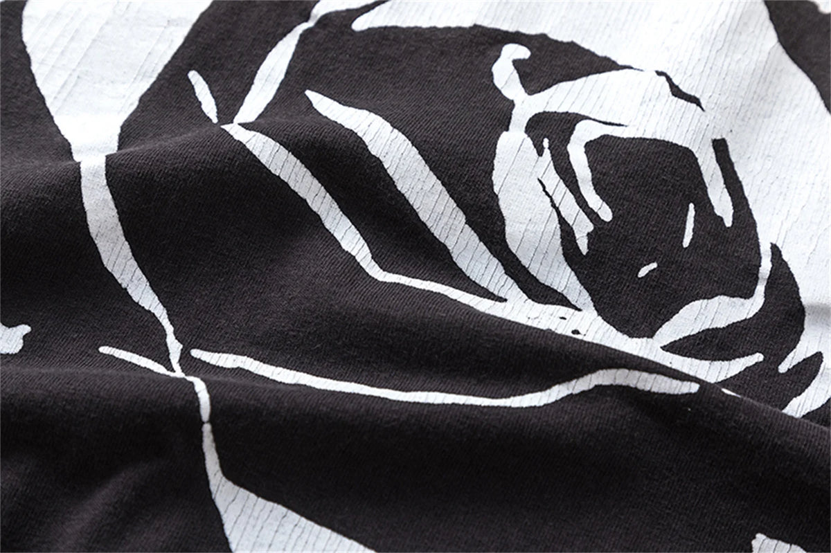 Vintage 90s Old School Style Sunfade Rose Cracking Washed Old Streetwear Printed T-shirt For Men Street King Limited