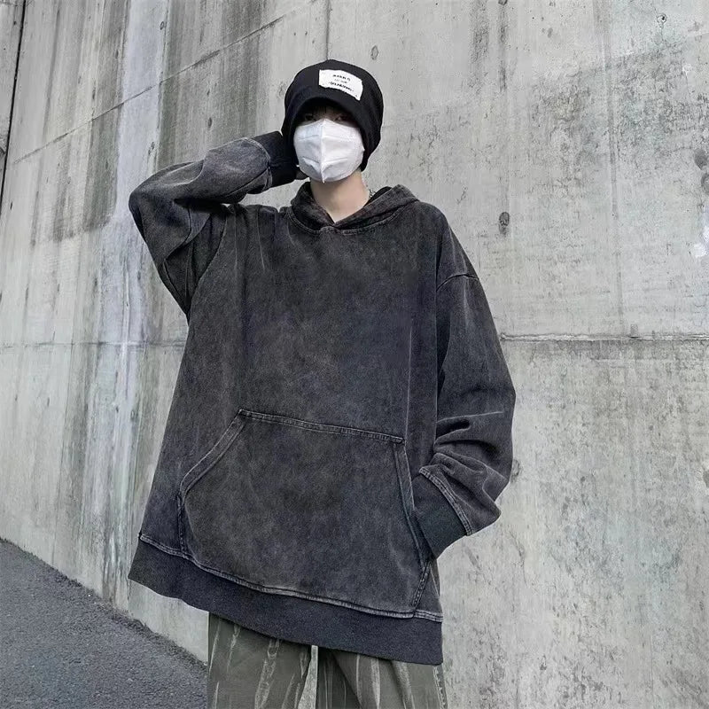 Washed Hoodie Sweatshirt Men Cotton Hip Hop Streetwear Retro Hooded Pullover Street King Limited