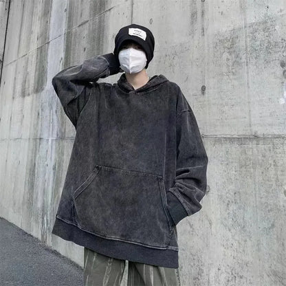 Washed Hoodie Sweatshirt Men Cotton Hip Hop Streetwear Retro Hooded Pullover Street King Limited