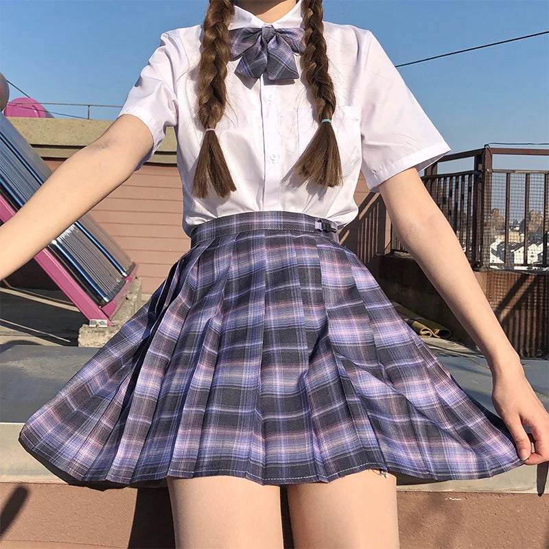 Jk Uniforms Gyaru School Uniform for Girl Student Pleated Skirt Uniform Set Women Short Sleeve Bow Tie Seifuku Japanese Style Street King Limited