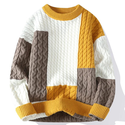 Autumn Men's Twist Braid Sweater Fashion Pullovers Winter Thick Knit Sweaters Streetwear Solid Warm O Neck Jumper Pullover Street King Limited