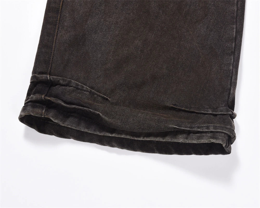 vintage baggy jeans men tie dyed distressed loose straight denim pants luxury designer jeans male streetwear hip hop trousers unique jeans style 287