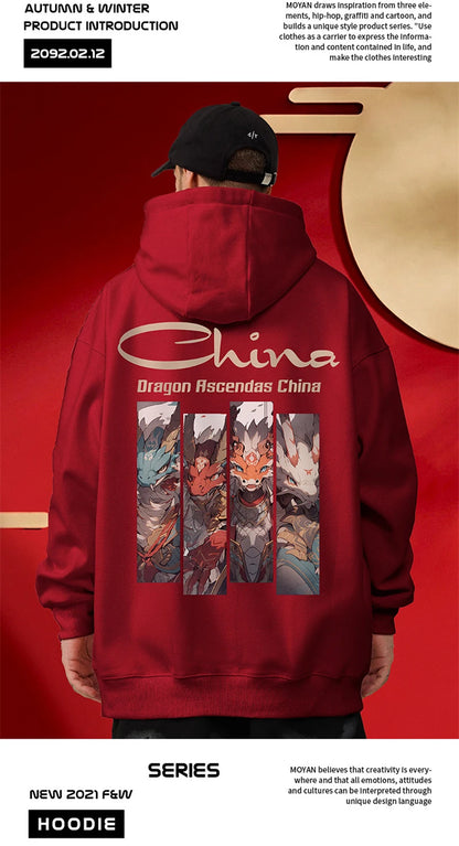 Dragon Ascendas China Graphic Sweatshirts Hombre Hip Hop Fashion Hoodies Oversize Y2K Streetwear Fleece Hoody Printed Clothes Street King Limited