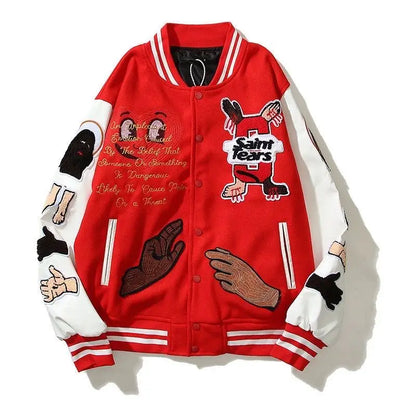 solid color embroidered letter jacket baseball uniform couple wear harajuku style casual loose high street y2k patchwork jacket unique default style 1672