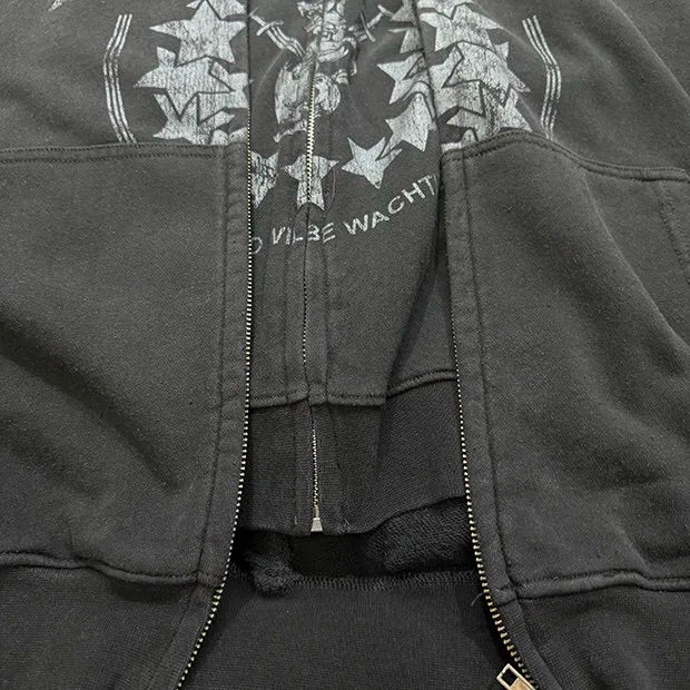 Double zipper hooded cardigan jacket Street King Limited