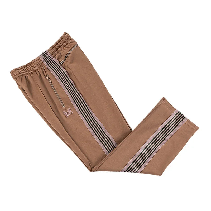 good quality brown motion casual pants men woman lovers trend side edge weaving embroidery drawstring loose trousers unique default style 4809