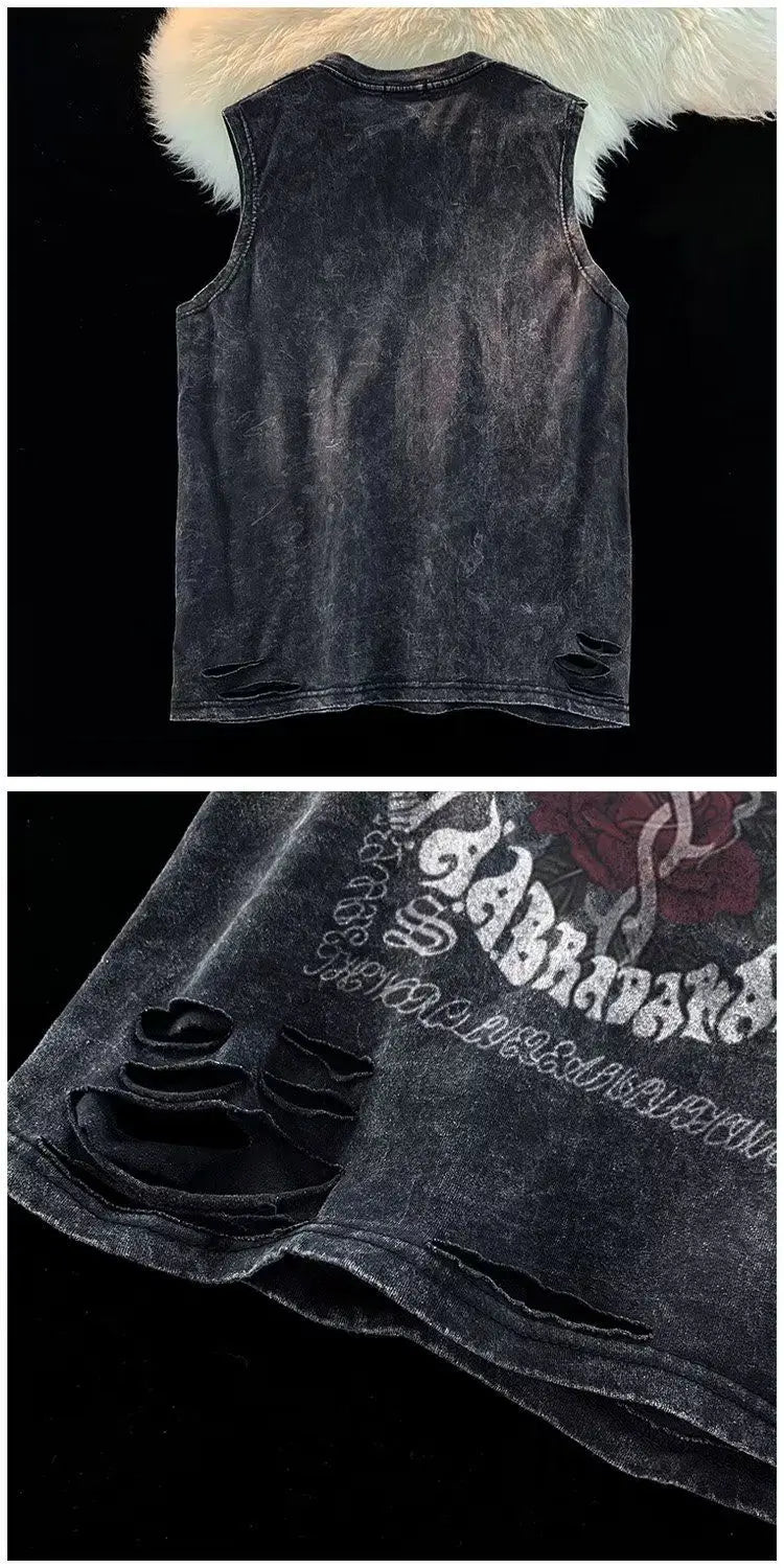 European and American pure cotton washed T-shirts for men and women in summer American fashion brand high street hip-hop vests Street King Limited