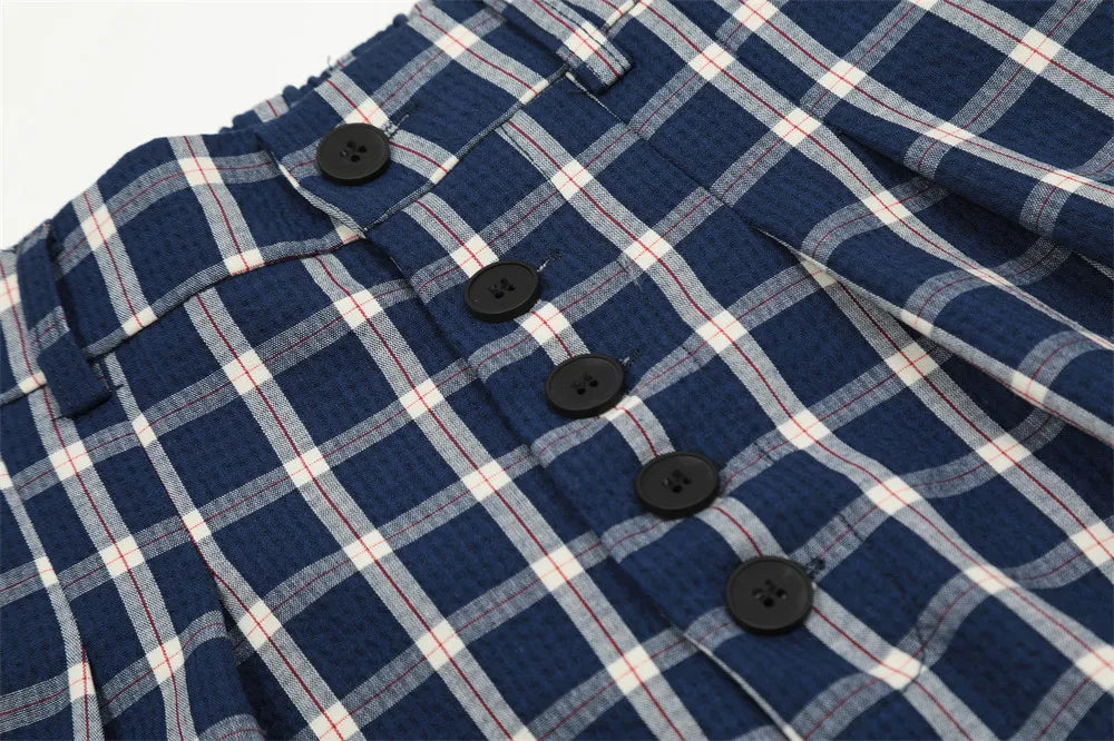 men women american streetwear fashion loose plaid wide leg straight pant boyfriend button down sports casual pants trousers unique default style 1394