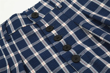 men women american streetwear fashion loose plaid wide leg straight pant boyfriend button down sports casual pants trousers unique default style 1394