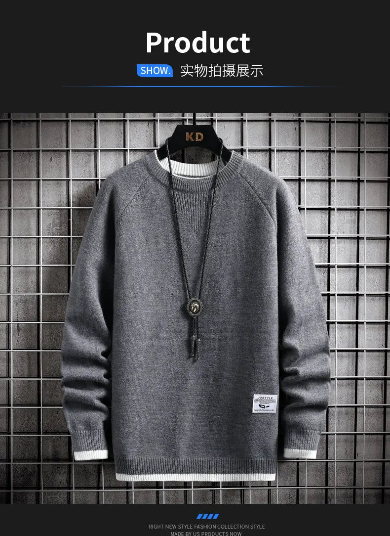 Brand Clothing Men Winter High Quality Knitted Sweaters/Male Slim Fit Solid Color Round Neck Pullover Man Casual Sweaters 3XL Street King Limited
