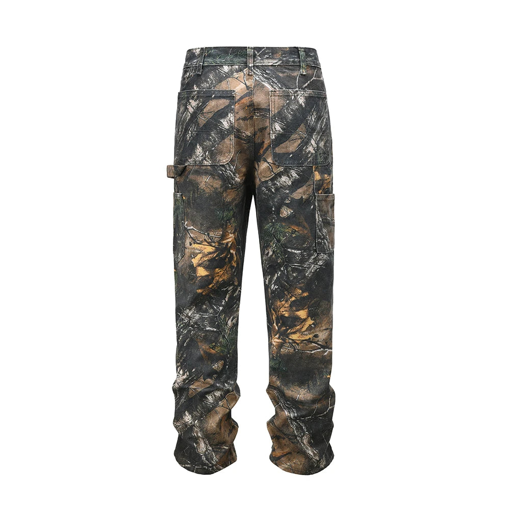 y2k streetwear vintage pantalones hombre trees camouflage jeans cargos for men patchwork straight baggy casual denim trousers 1 combat utility trousers