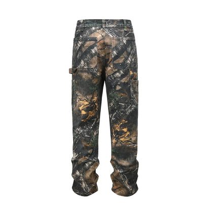 y2k streetwear vintage pantalones hombre trees camouflage jeans cargos for men patchwork straight baggy casual denim trousers 1 combat utility trousers