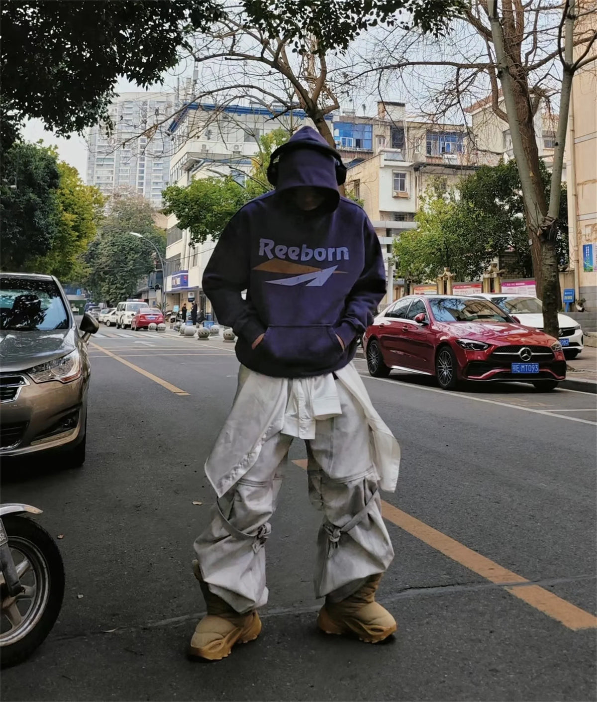 FP Brand Fashion New REEBORN Cracked Slogan Print High-Street Oversized Casual Cotton Hoodie Sweatshirt Street King Limited