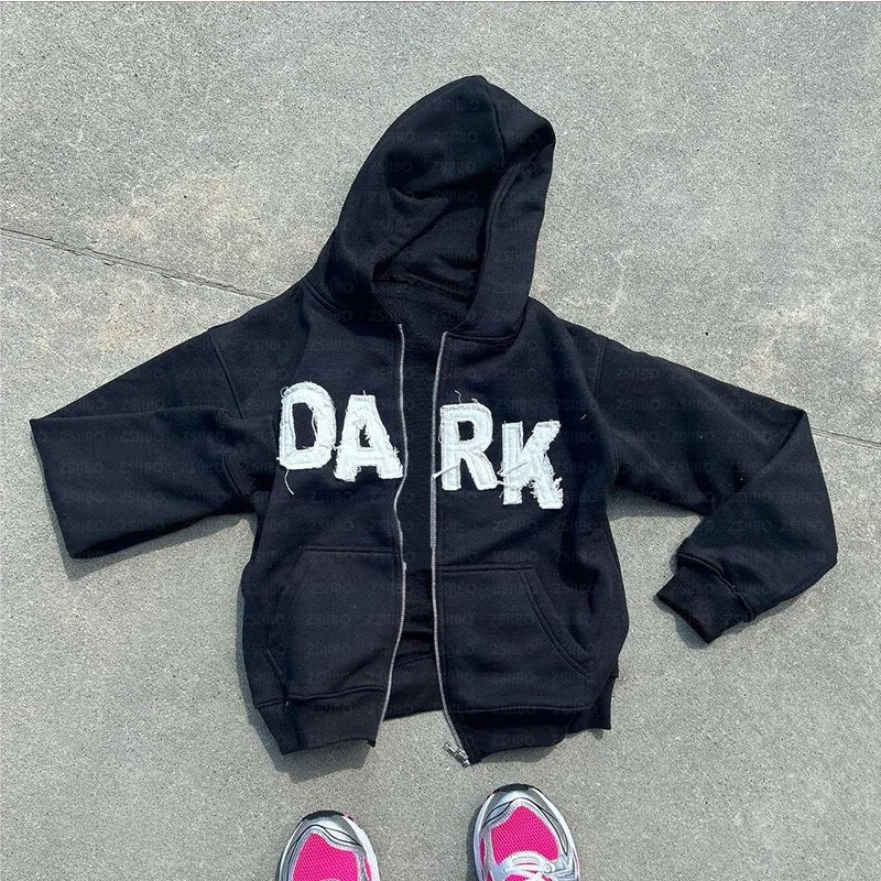 Y2K Hoodie Sweatshirt Hip Hop Retro Patch Embroidery Oversized Hoodie Sweatshirt Men Women Gothic Pullover 2000s Hoodie Clothes Street King Limited
