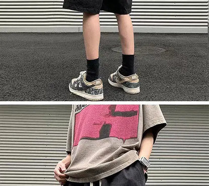 Korean Khaki Cargo Shorts for Men and Women in Summer Y2K Japanese Retro Casual Wide-leg Harajuku Trendy Sports Shorts Street King Limited