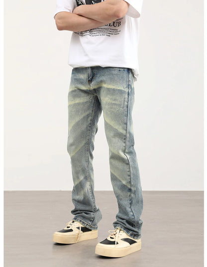 retro striped washed denim jeans flare pants unisex hip hop fashion streetwear harajuku loose straight y2k mens jeans joggers unique joggers style 3380