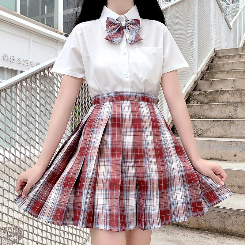 Jk Uniforms Gyaru School Uniform for Girl Student Pleated Skirt Uniform Set Women Short Sleeve Bow Tie Seifuku Japanese Style Street King Limited